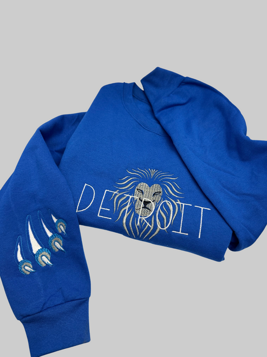 Embroidered DETROIT Lion Scratch Crewneck