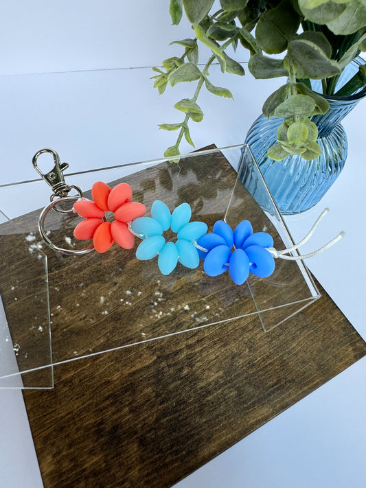 Coastal Floral Tricolor Keychain