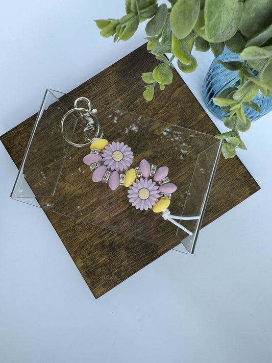 Purple Double Flower Keychain