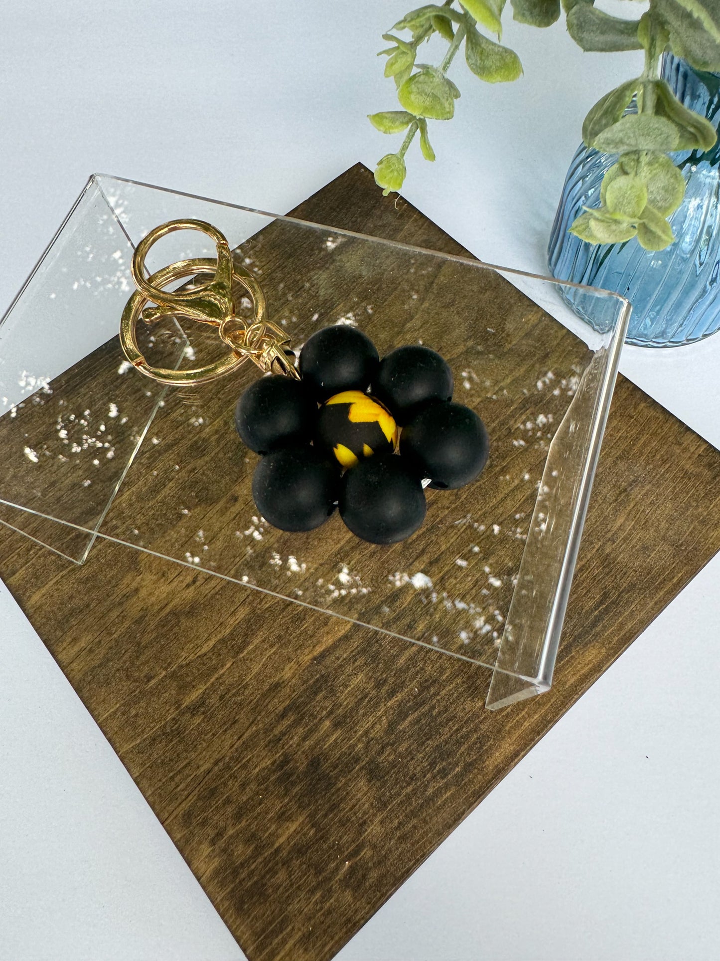 Black Flower Keychain